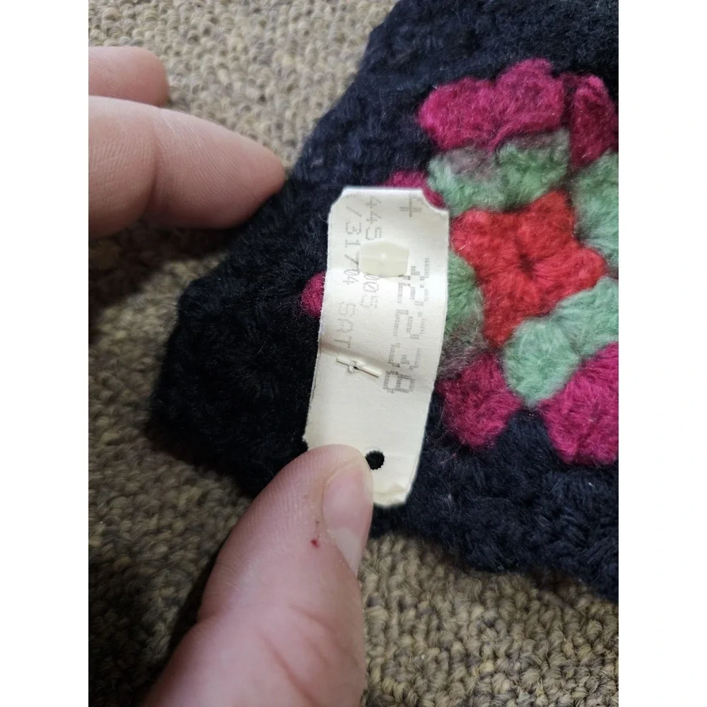 Handmade Crochet‎ Granny Square Throw Blanket Non-Standard Multicolor Vintage